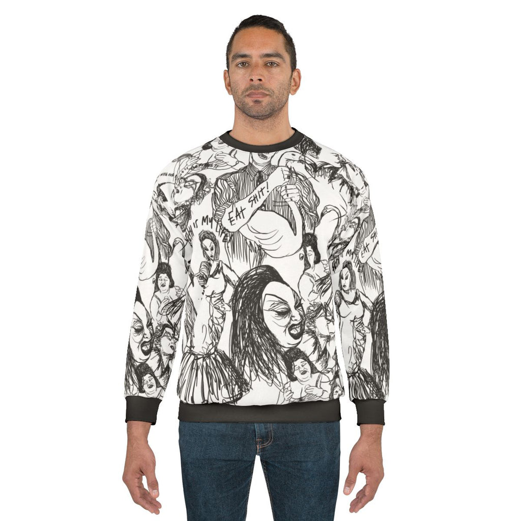 Pink Flamingos Sweatshirt with John Waters Inspired Graphic Design