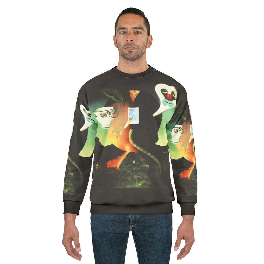 Retro pink moon sweatshirt with vintage folk design
