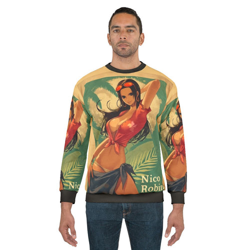 Anime-style pinup devil design on a comfortable sweatshirt