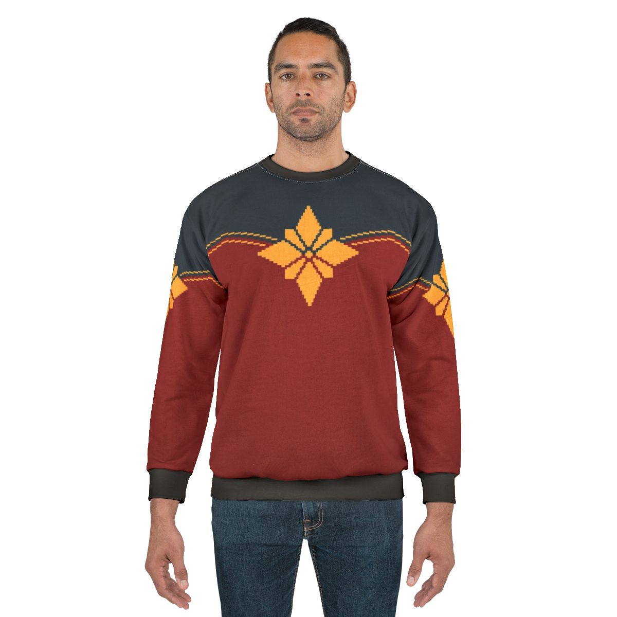 Pixel golden star pattern captain marvel sweatshirt