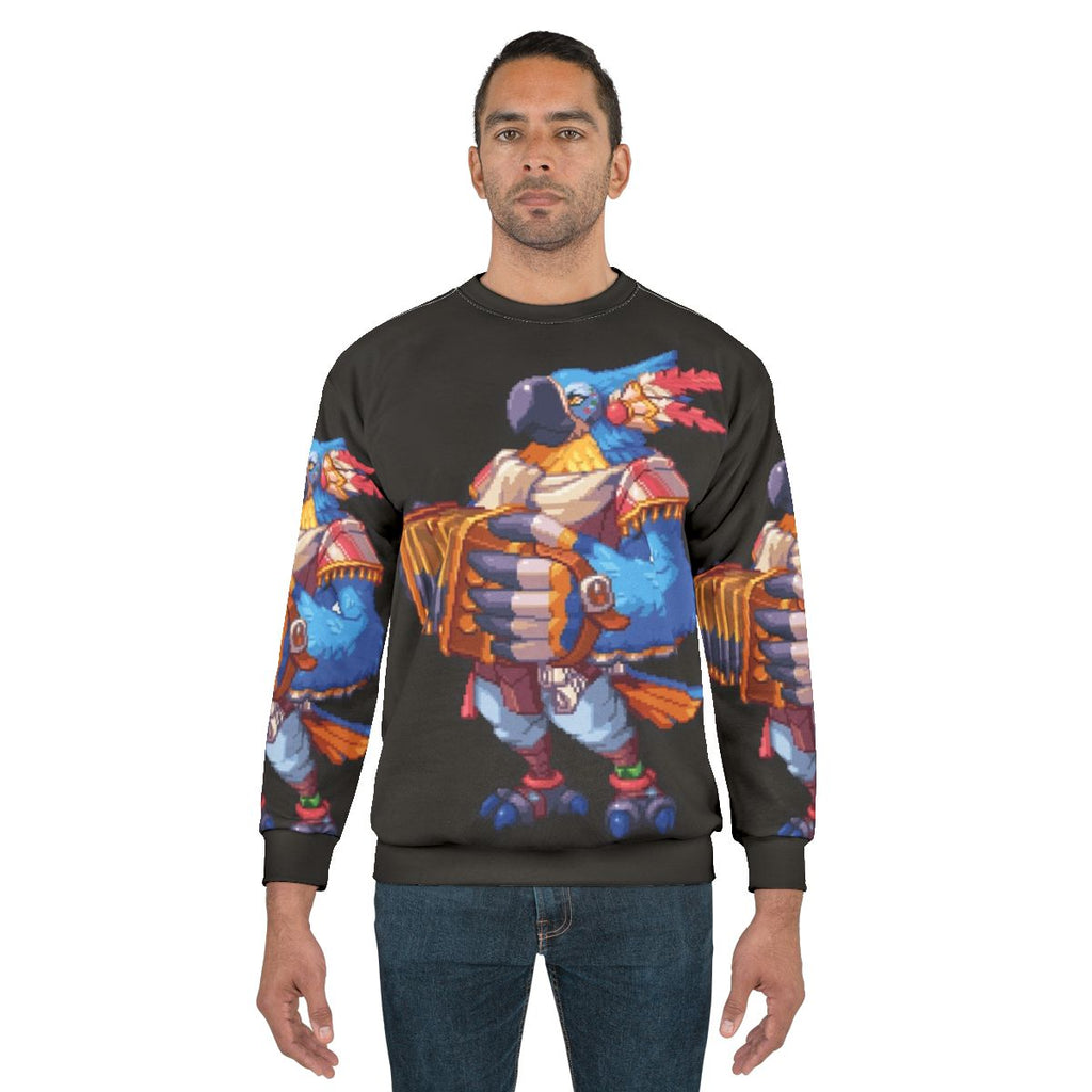 Pixel Kass Sweatshirt - Botw Inspired Pixel Art Blue Bird Design