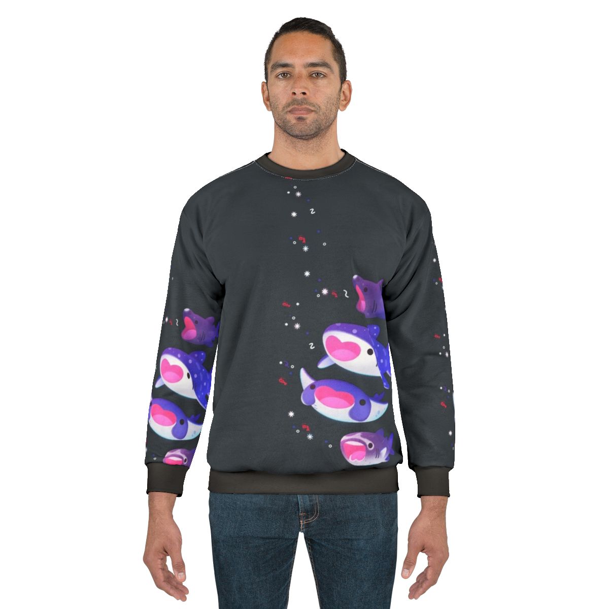 Plankton-Loving Sweatshirt with Whale Shark, Basking Shark, and Ray Design