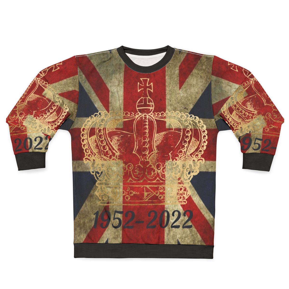 Platinum Jubilee Sweatshirt Featuring Queen Elizabeth II, Union Jack Flag, and Crown