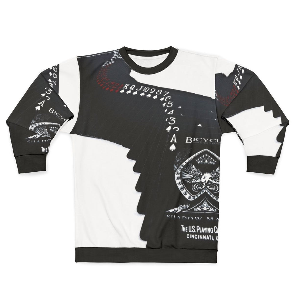 Playing cards sweatshirt for poker enthusiasts