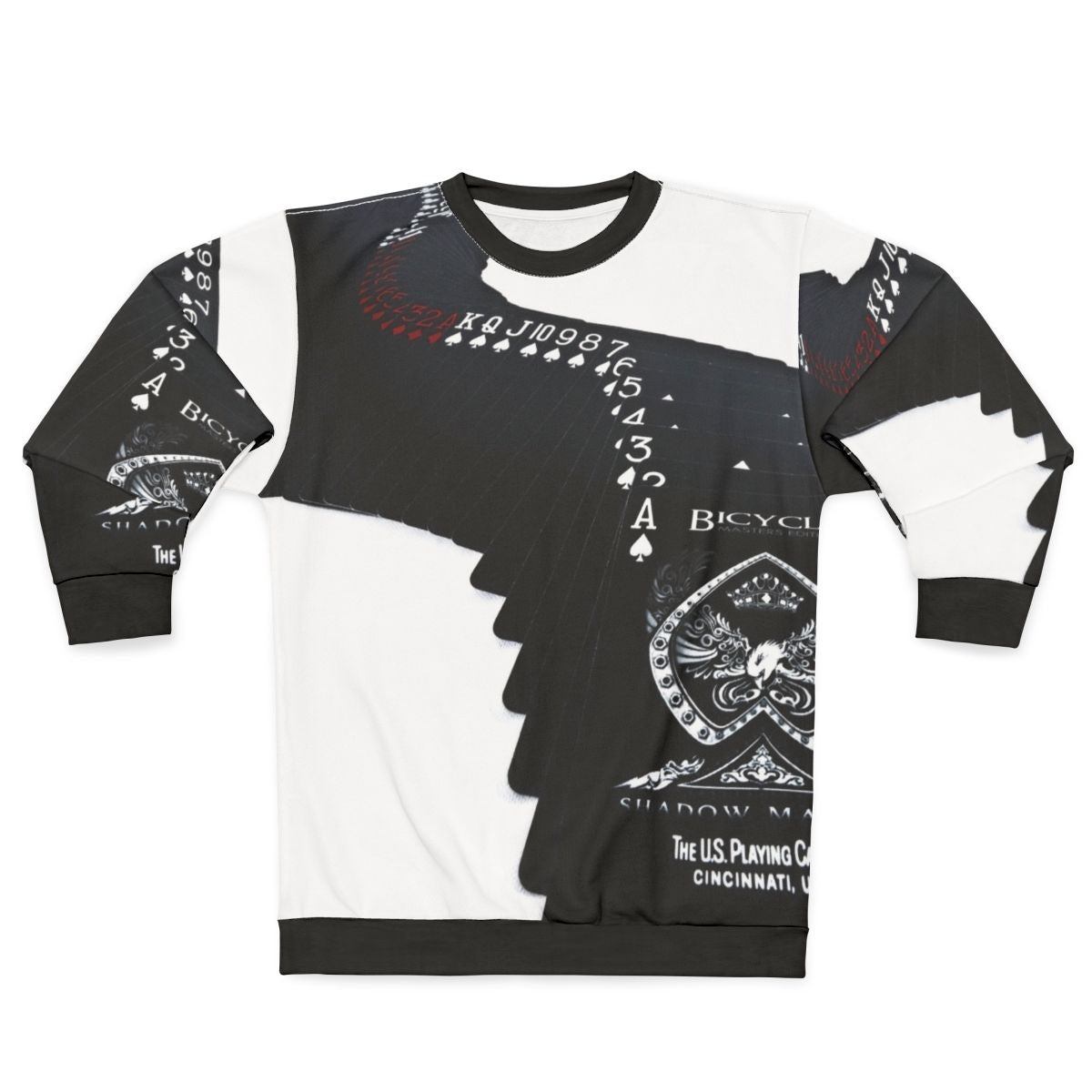 Playing cards sweatshirt for poker enthusiasts