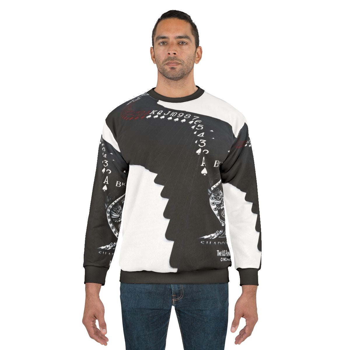 Playing cards sweatshirt for poker enthusiasts