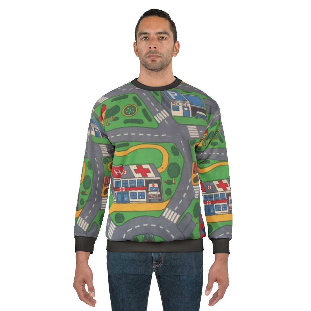 Playmat sweatshirt with retro gaming and nostalgic design