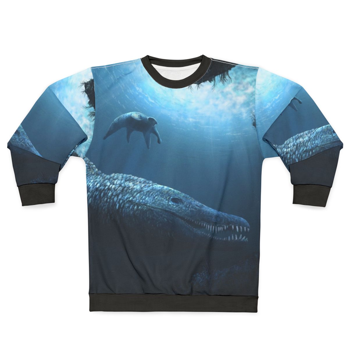 Pliosaur sweatshirt featuring the Pliosaurus Kevani mother and calf design