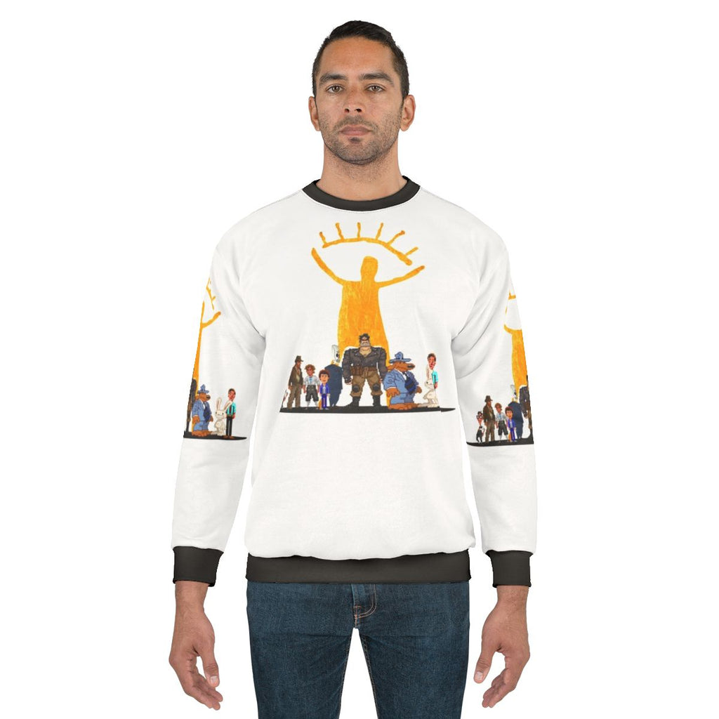 Classic point and click adventure games sweatshirt featuring Guybrush Threepwood and other iconic characters