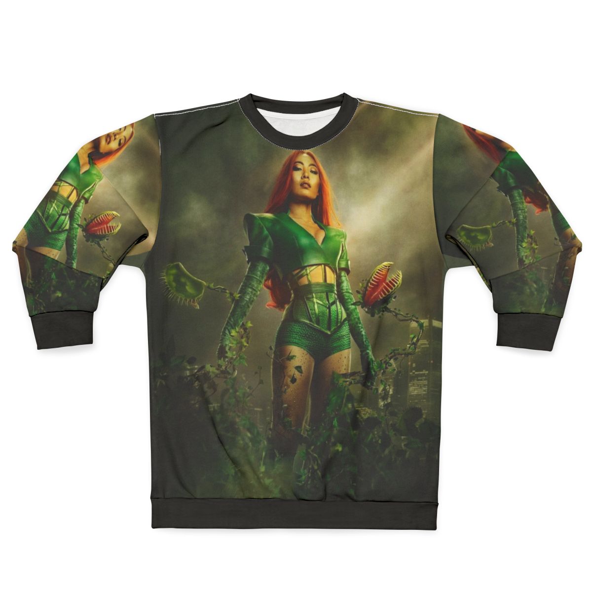 Poison Ivy inspired superhero sweatshirt with ivy and plant design