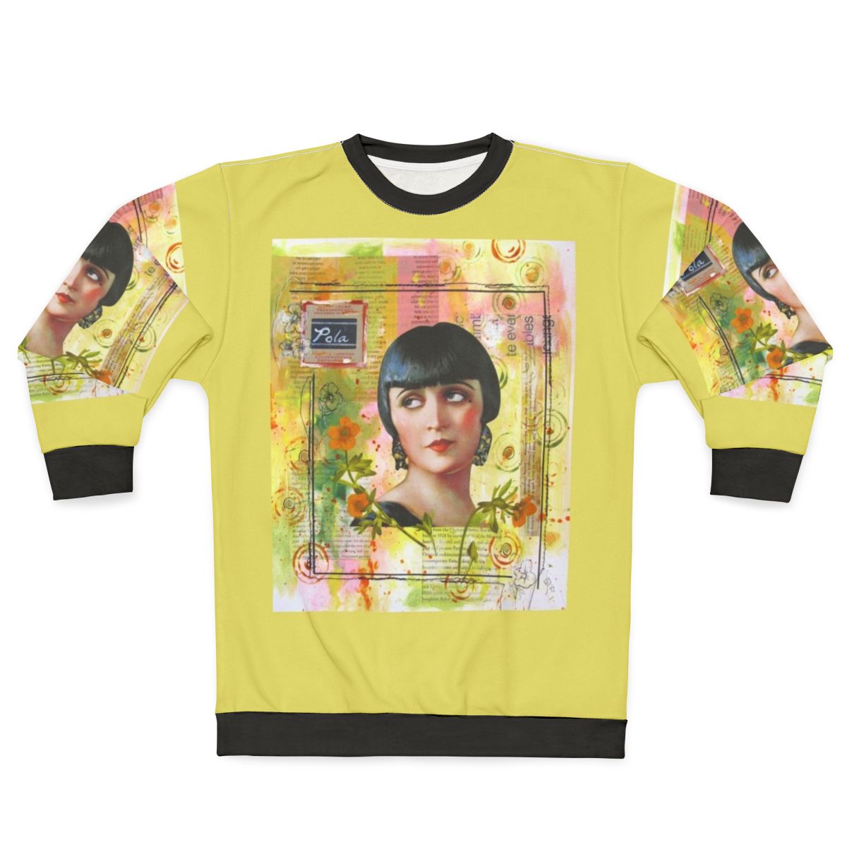 Pola Negri Collage Sweatshirt - Vintage Hollywood Movie Star Portrait