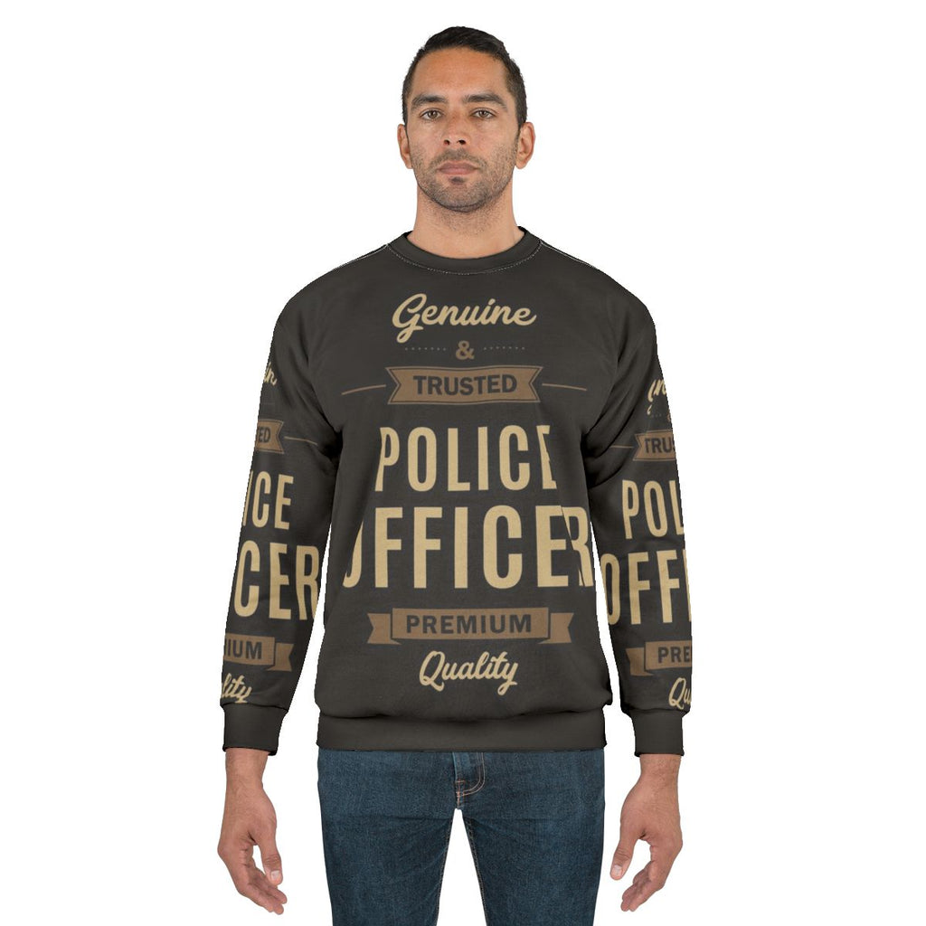 Police Officer Sweatshirt with Typography Design