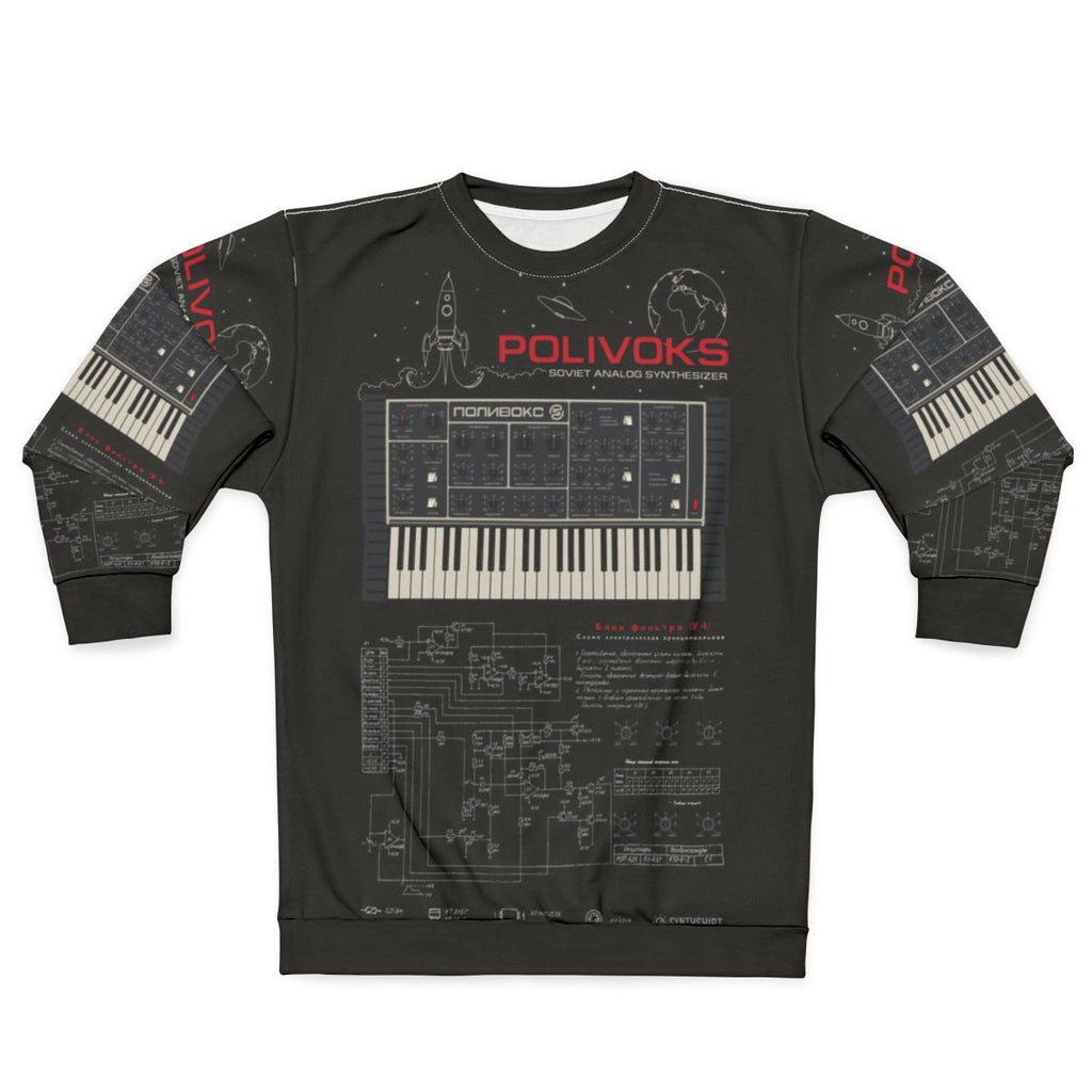 Polivoks space sweatshirt with vintage Soviet and electronic music design