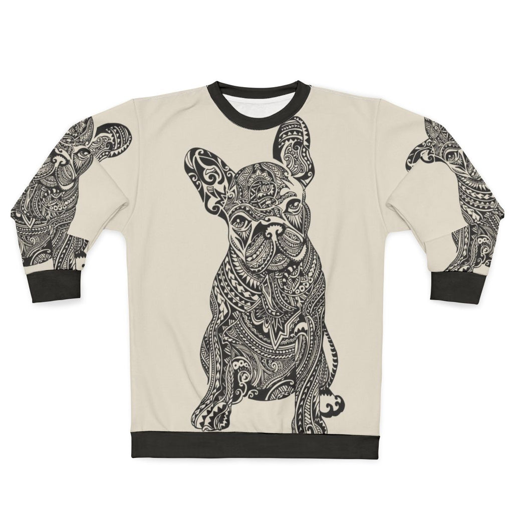 Polynesian French Bulldog Sweatshirt with Tattoo Inspired Design