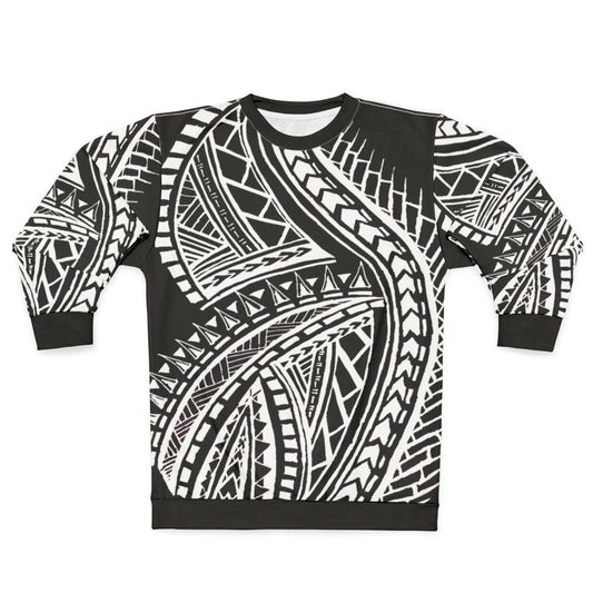 Polynesian tribal design on a cozy sweatshirt