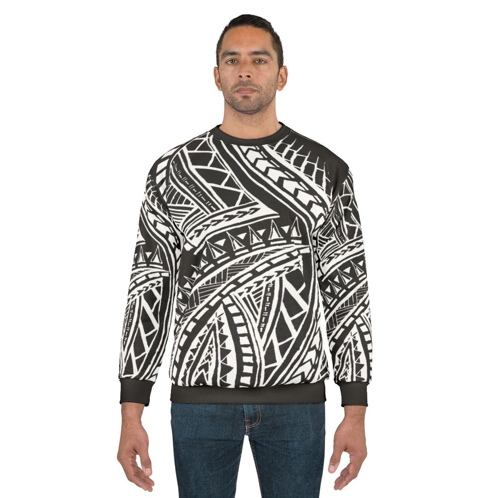 Polynesian tribal design on a cozy sweatshirt