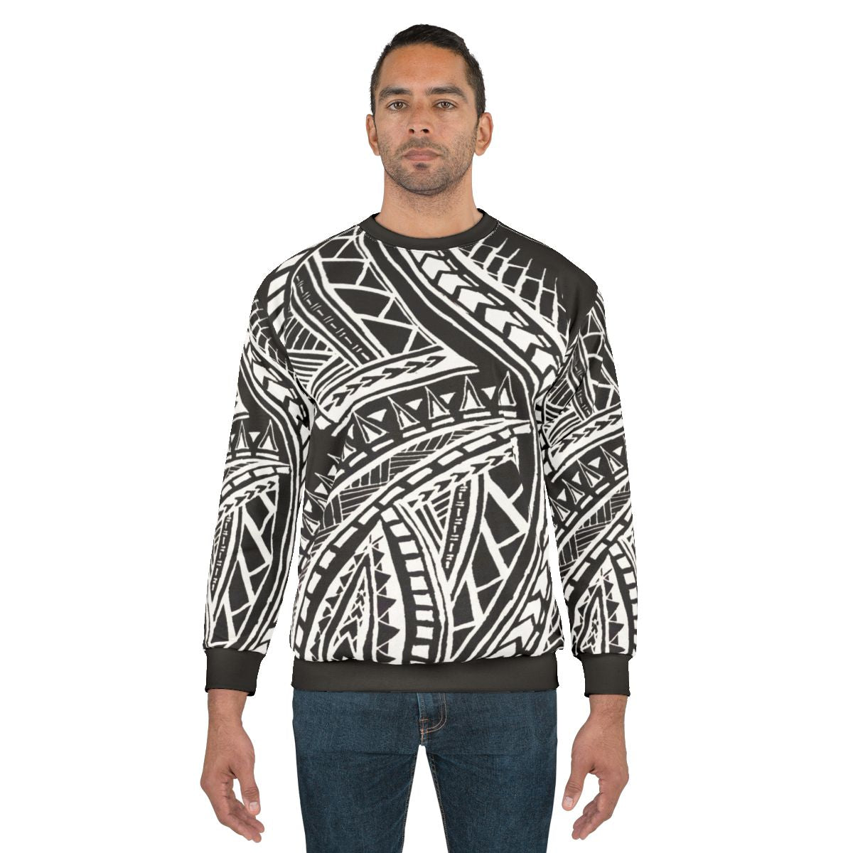 Polynesian tribal design on a cozy sweatshirt