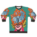 Pop art fungus design on a cozy sweatshirt