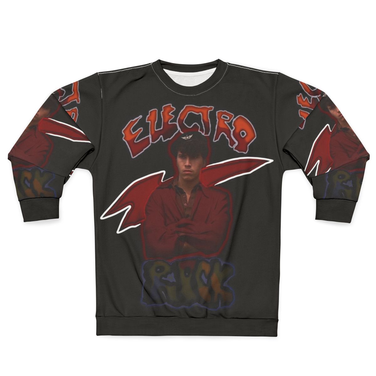 Breakdancing taco graphic on a cozy sweatshirt