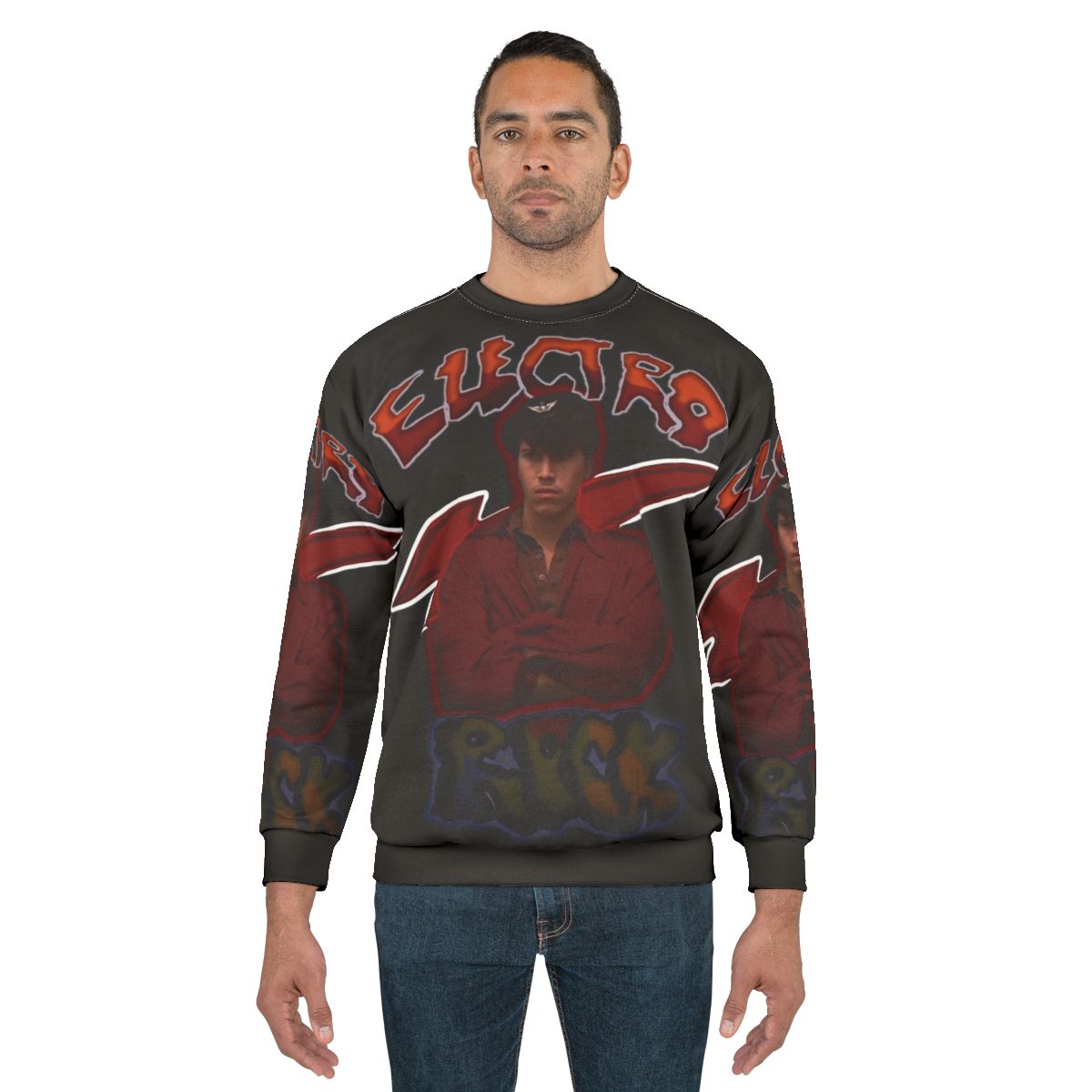 Breakdancing taco graphic on a cozy sweatshirt