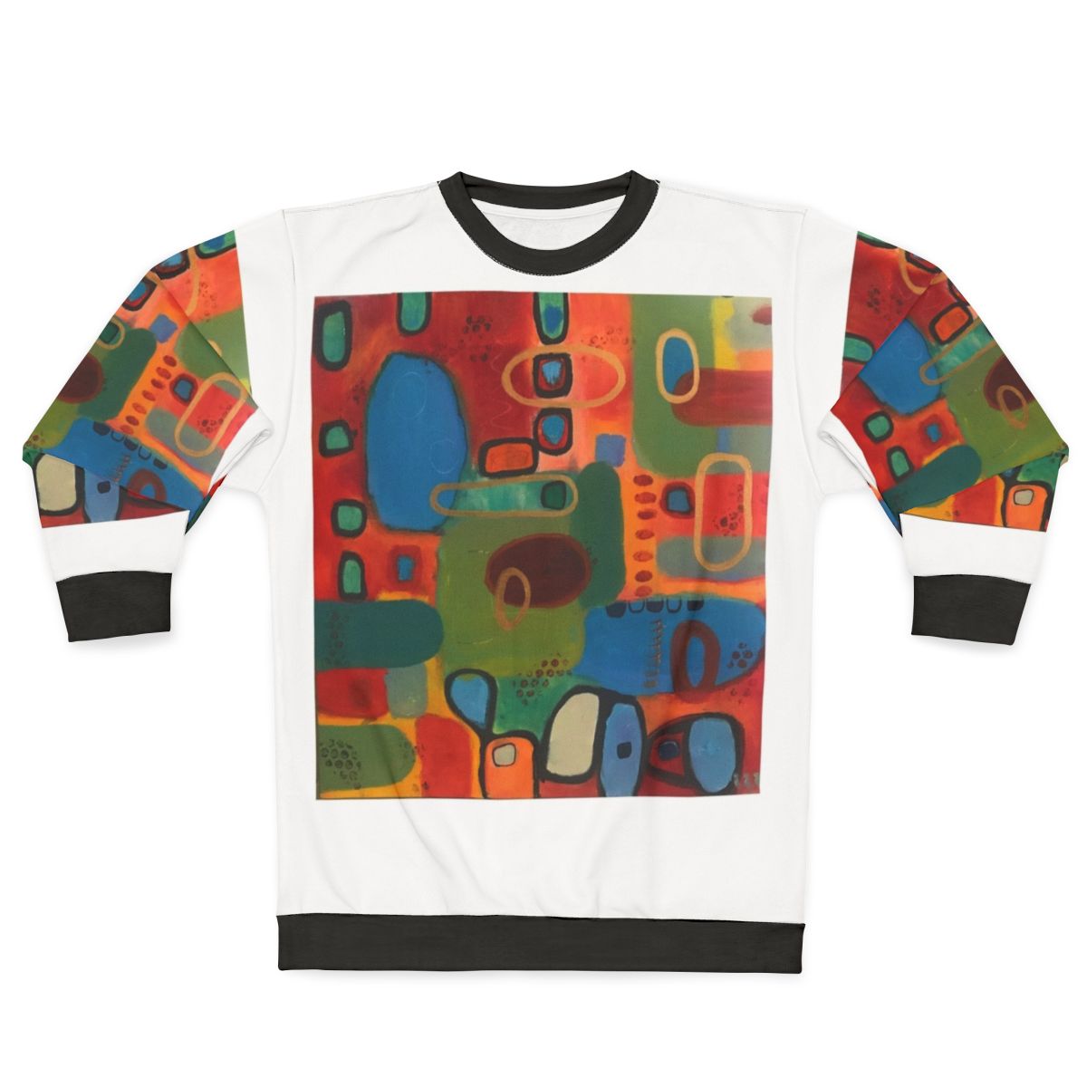 Primitive Sweatshirt with Colorful Abstract Art and Geometric Shapes