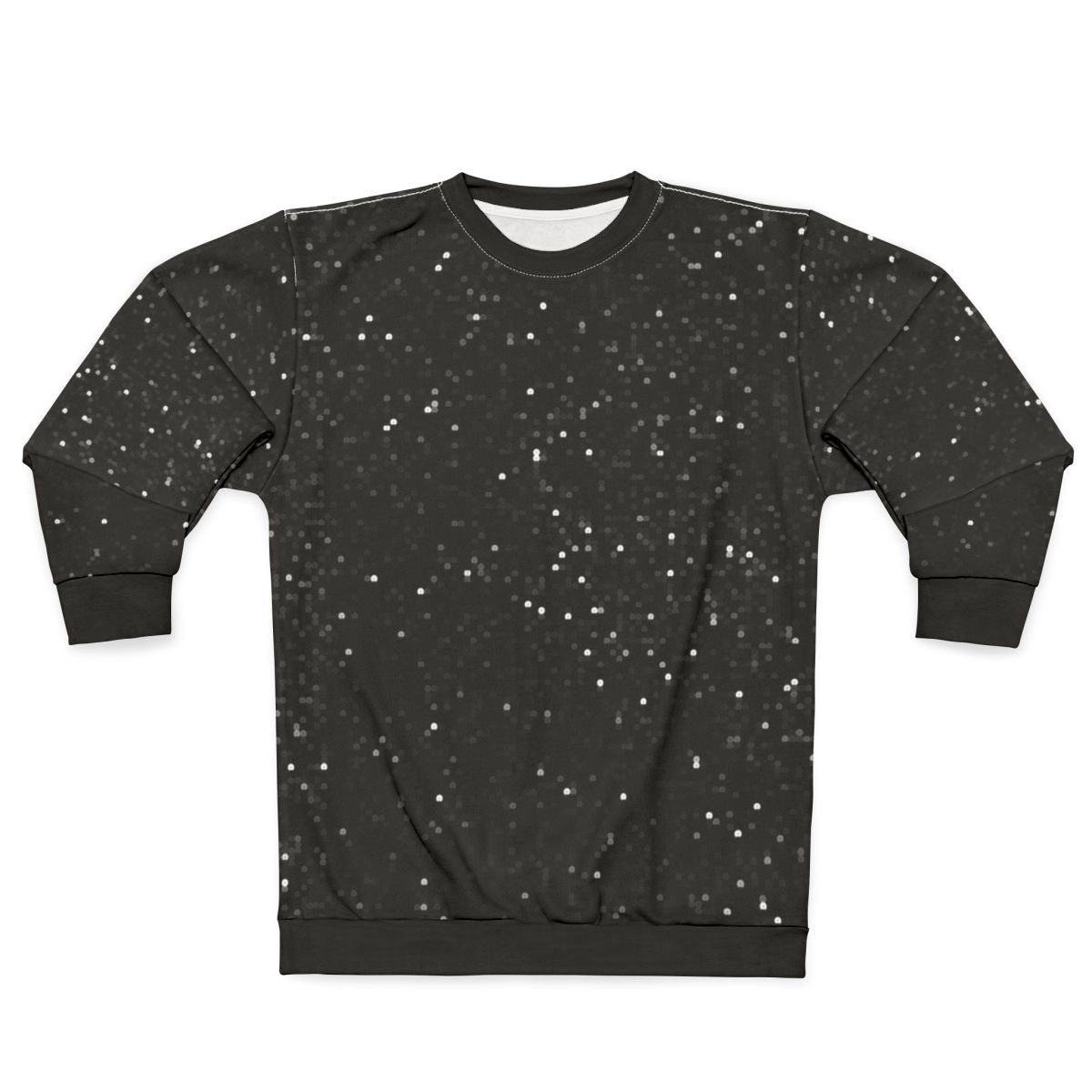 Printed image of black sequins on shimmering sequin sweatshirt
