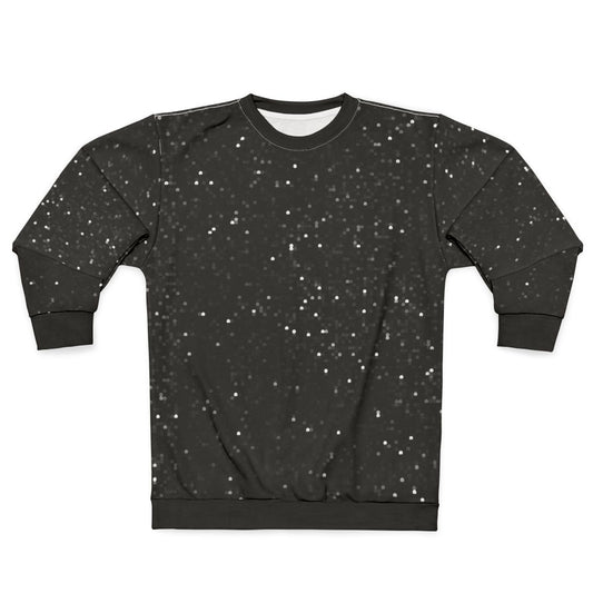 Printed image of black sequins on shimmering sequin sweatshirt