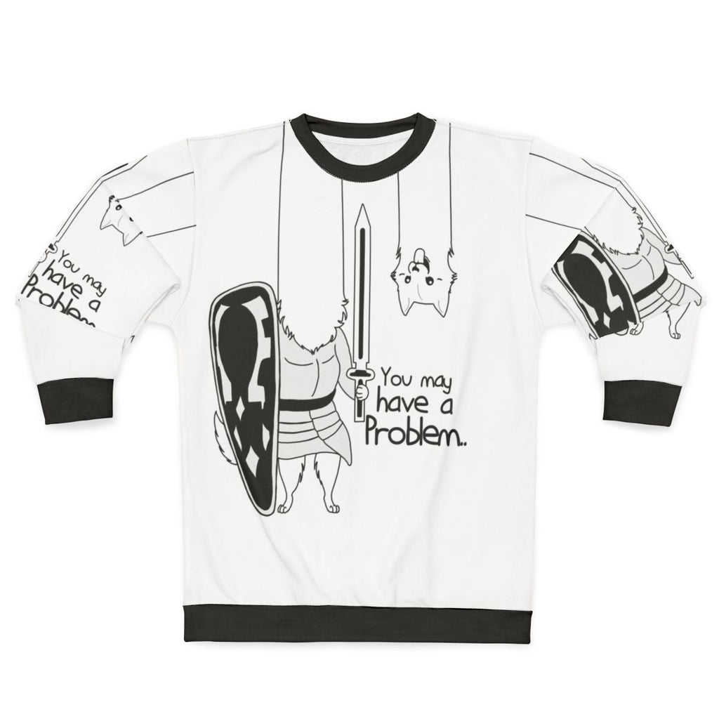 Problem Sweatshirt with Undertale Dog and Sword Design