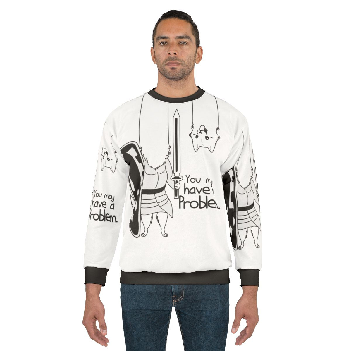 Problem Sweatshirt with Undertale Dog and Sword Design