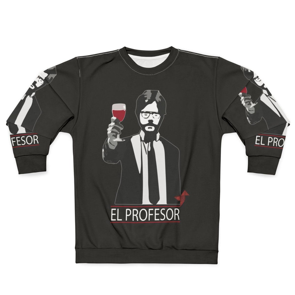 Professor Money Heist Retro Art Sweatshirt featuring the iconic characters from the Netflix series