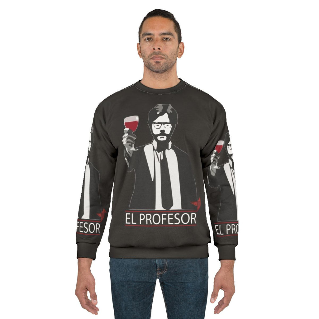 Professor Money Heist Retro Art Sweatshirt featuring the iconic characters from the Netflix series
