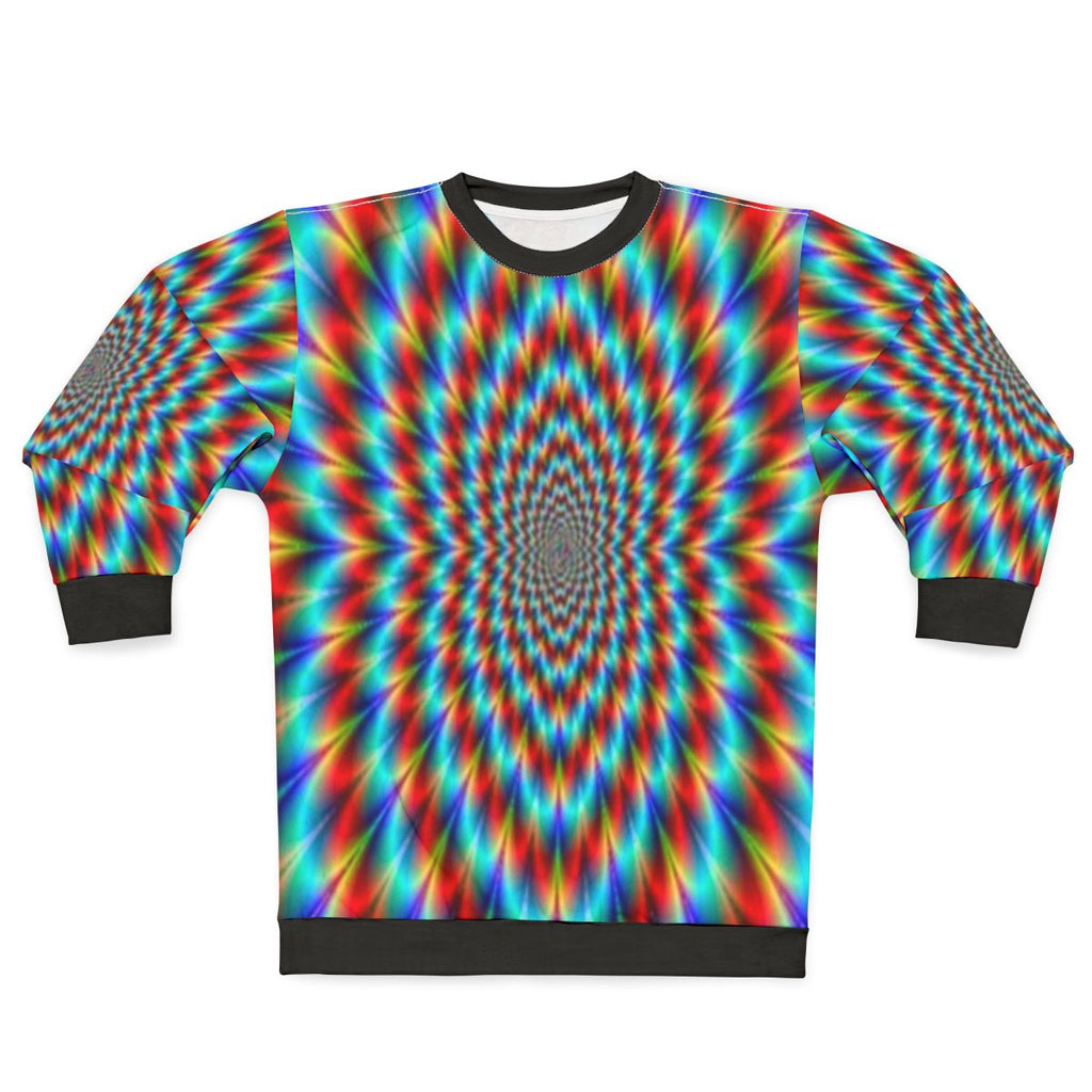 Psychedelic optical illusion rainbow pattern sweatshirt