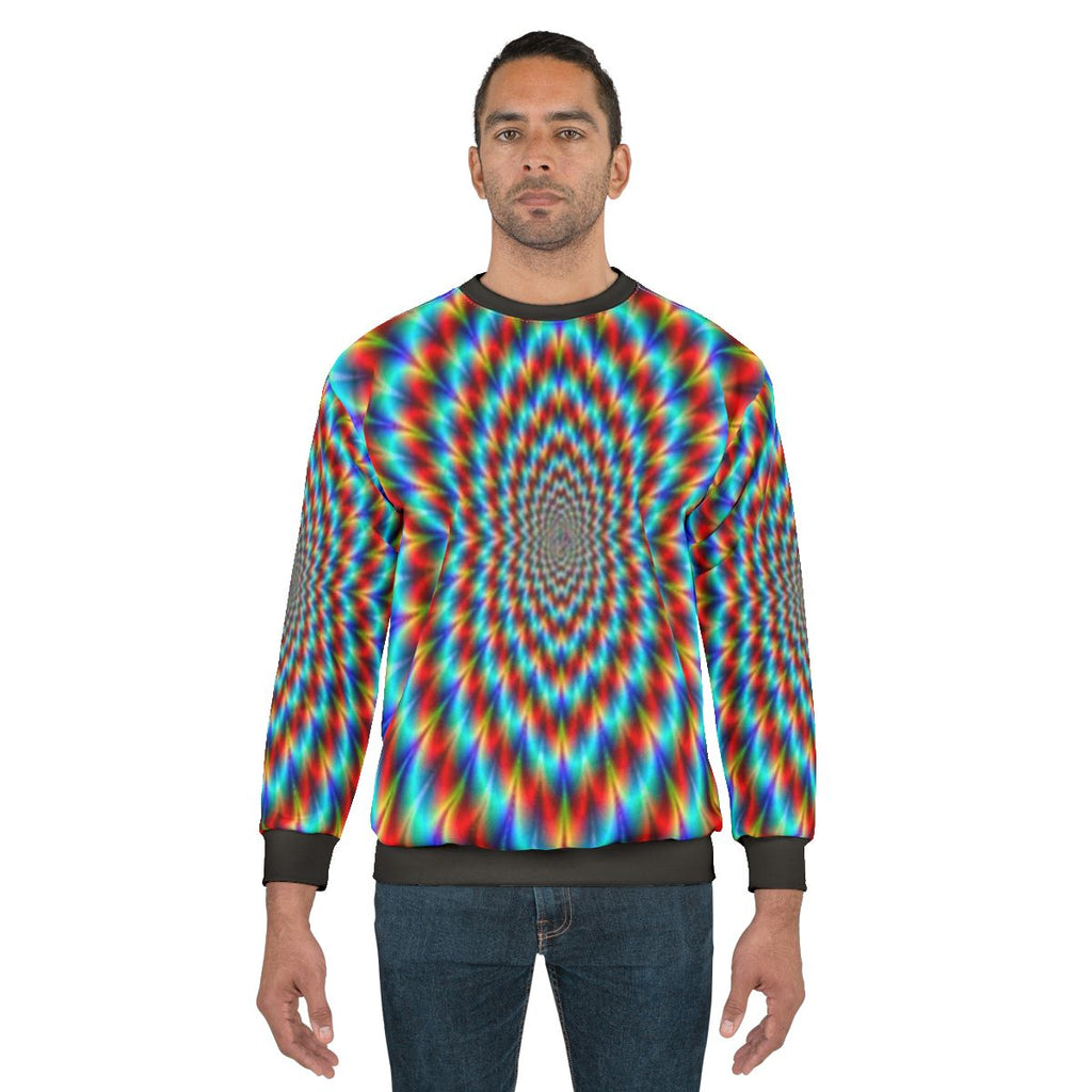 Psychedelic optical illusion rainbow pattern sweatshirt