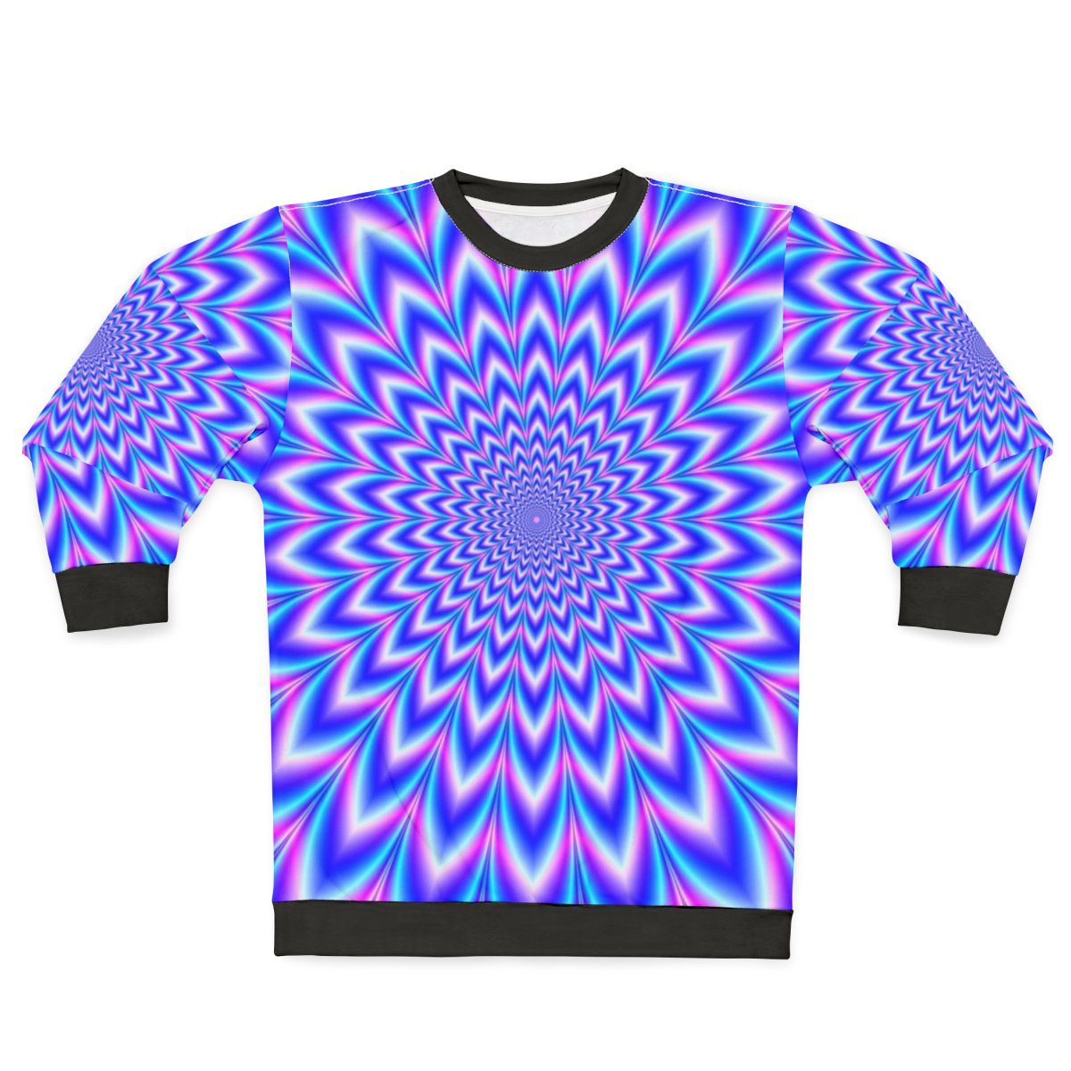 Psychedelic optical illusion sweatshirt in blue and pink