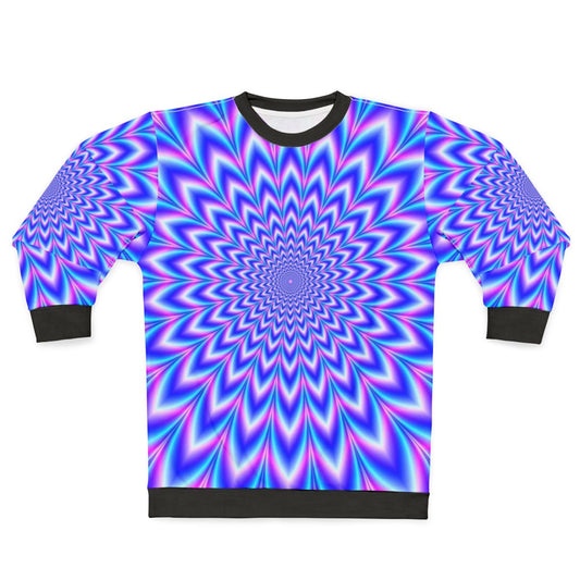 Psychedelic optical illusion sweatshirt in blue and pink