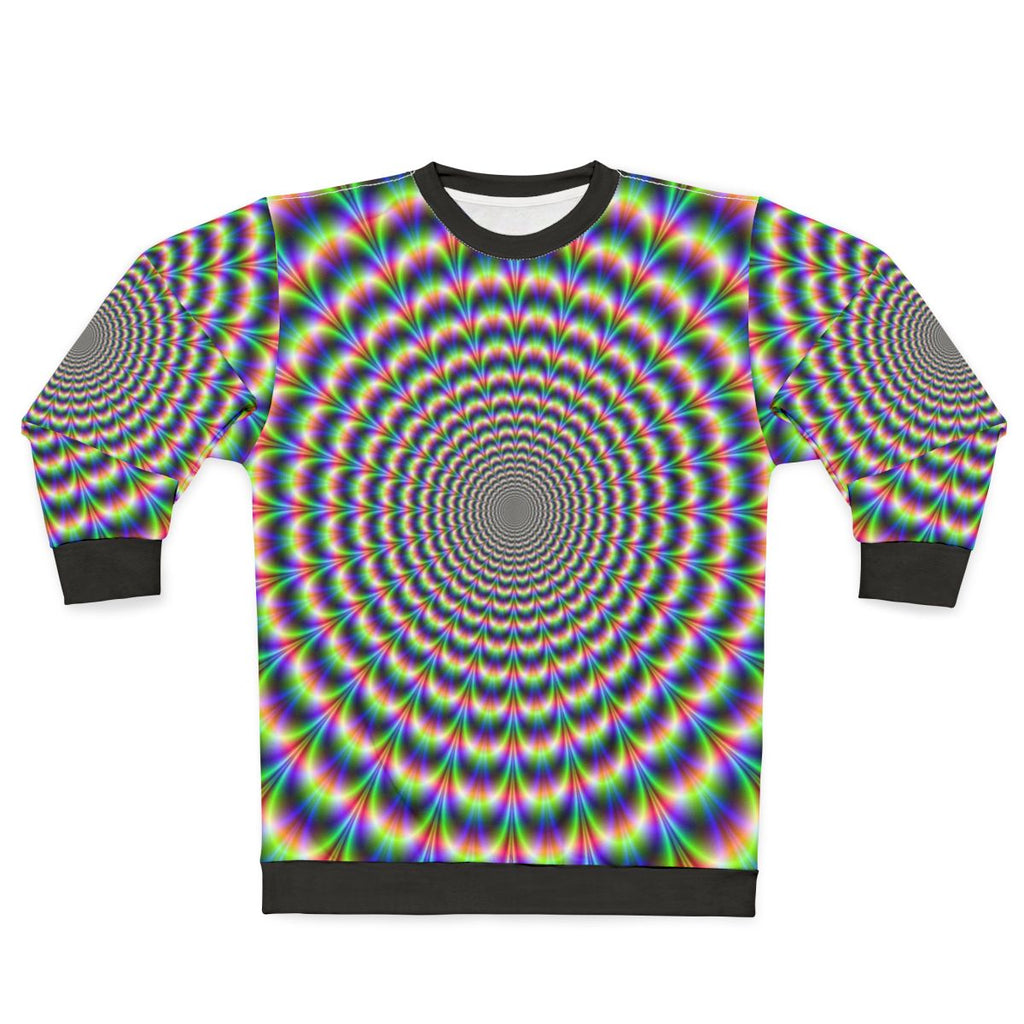 Psychedelic sweatshirt with optical illusion color explosion design