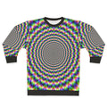 Psychedelic sweatshirt with optical illusion color explosion design