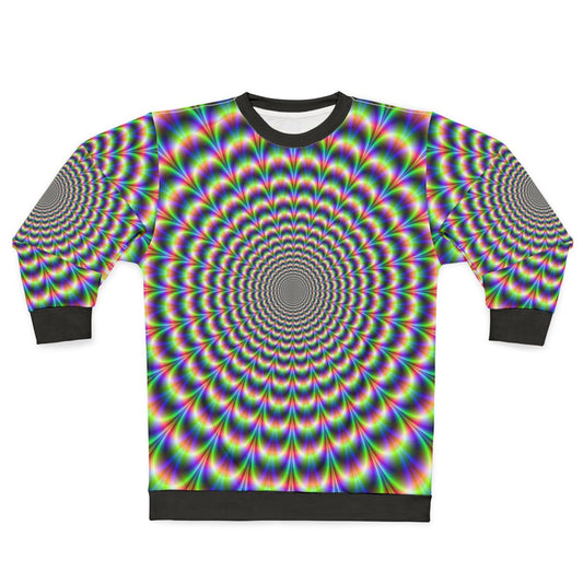 Psychedelic sweatshirt with optical illusion color explosion design