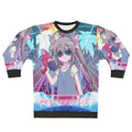 Psychedelic anime-inspired sweatshirt with synthwave design