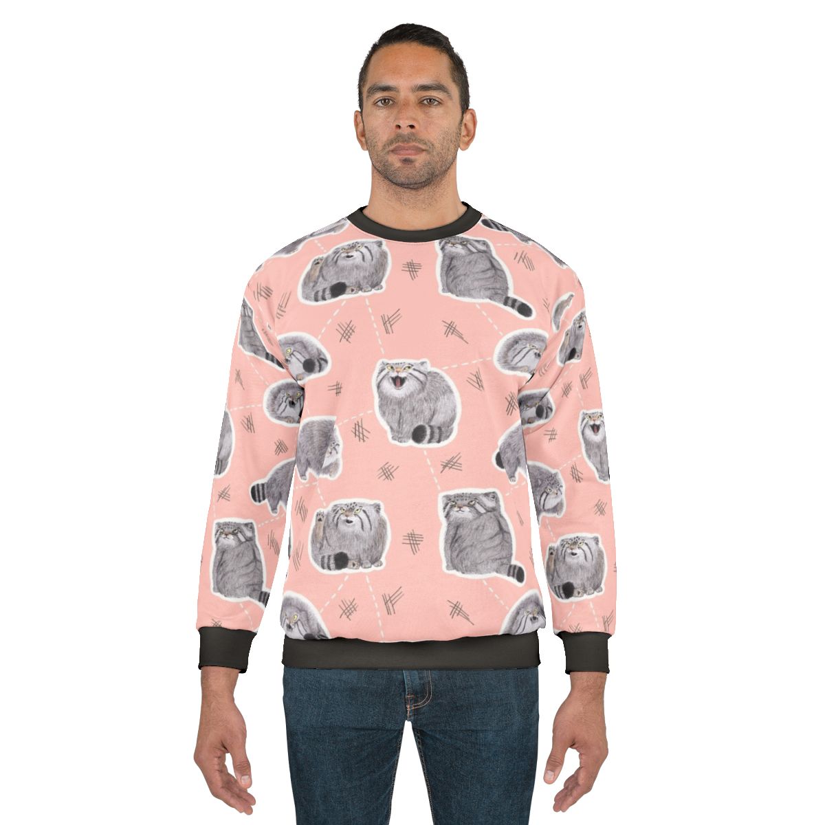 Pallas cat sweatshirt featuring a cute and fluffy feline design