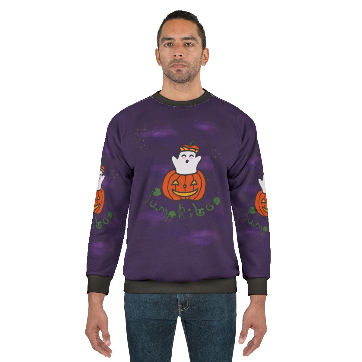 Pumpkin Ghost Stars Halloween Purple Sweatshirt