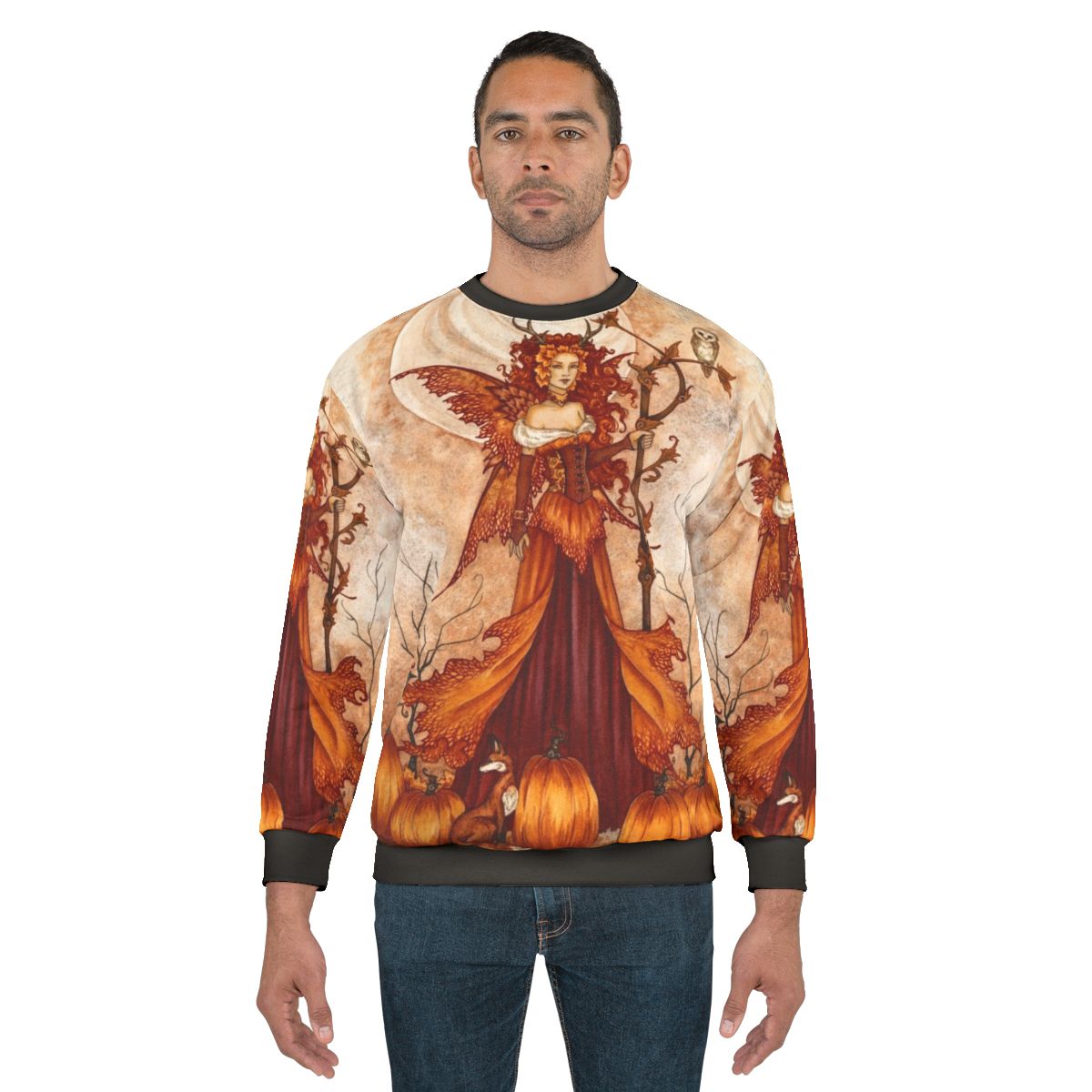 Pumpkin Queen Sweatshirt with Fantasy Autumn Imagery