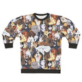 Pupper Party Sweatshirt featuring a variety of cartoon dogs