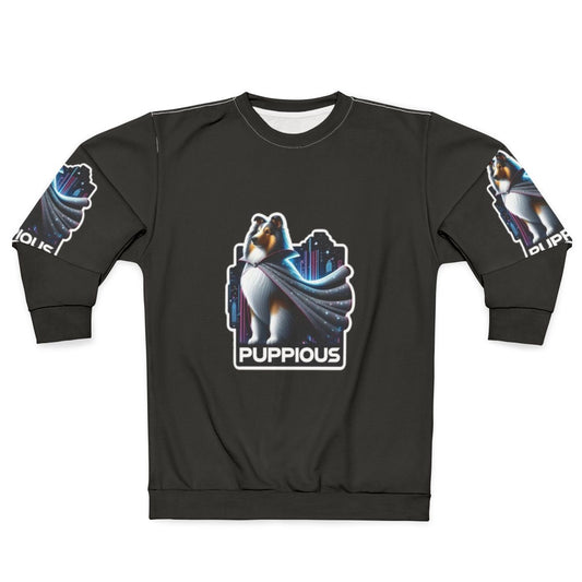 Puppious the Caped Collie Superhero on Sweatshirt