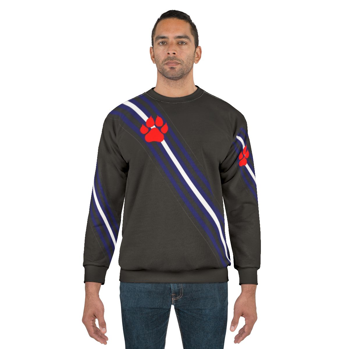 Puppy Pride Sash Paw Sweatshirt with LGBT+ Pride design