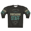 Purchasing staff sweatshirt with professional typography