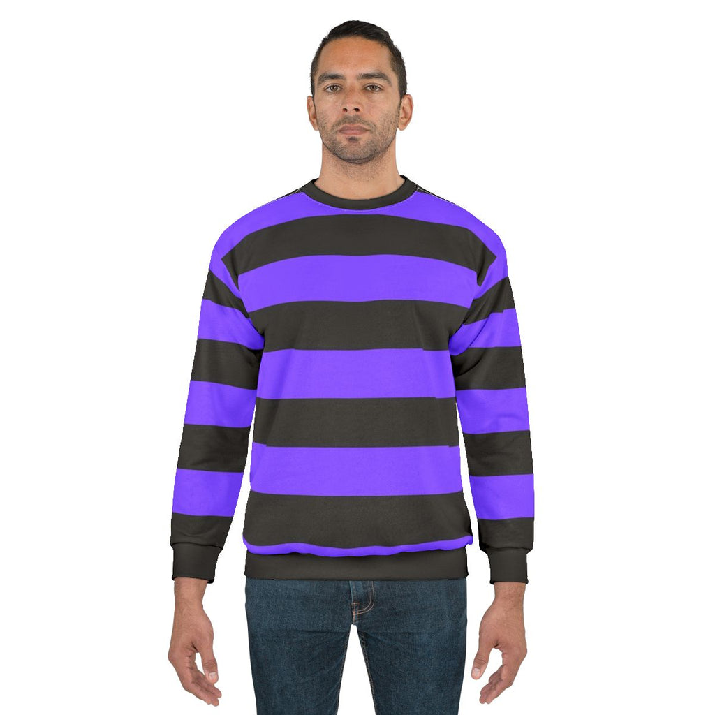 Purple and black striped sweatshirt