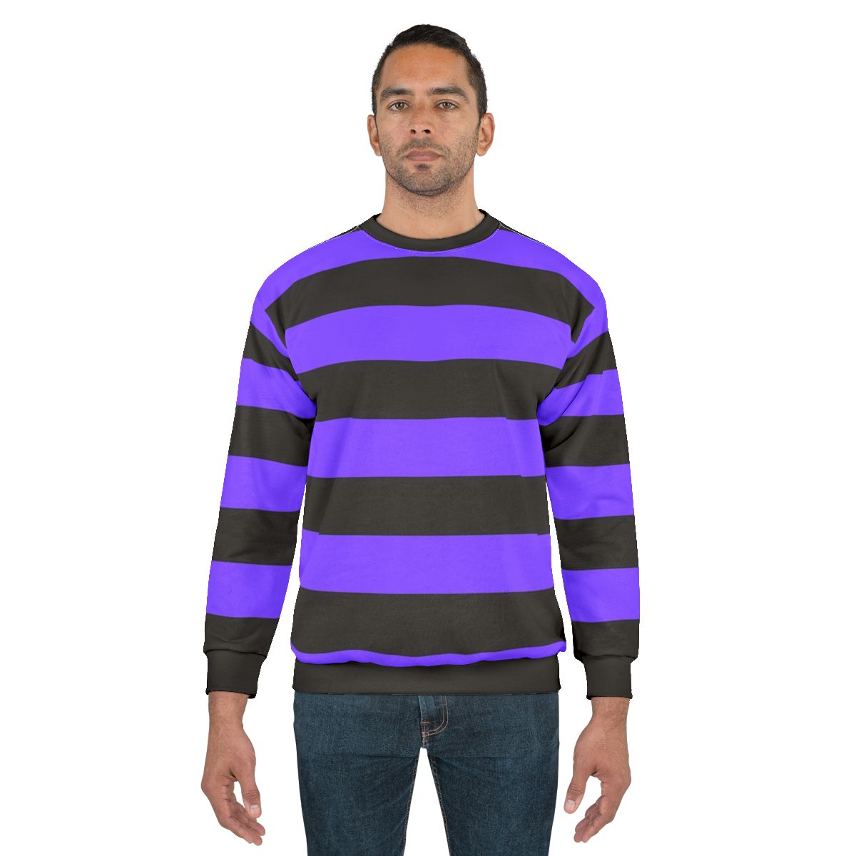 Purple and black striped sweatshirt