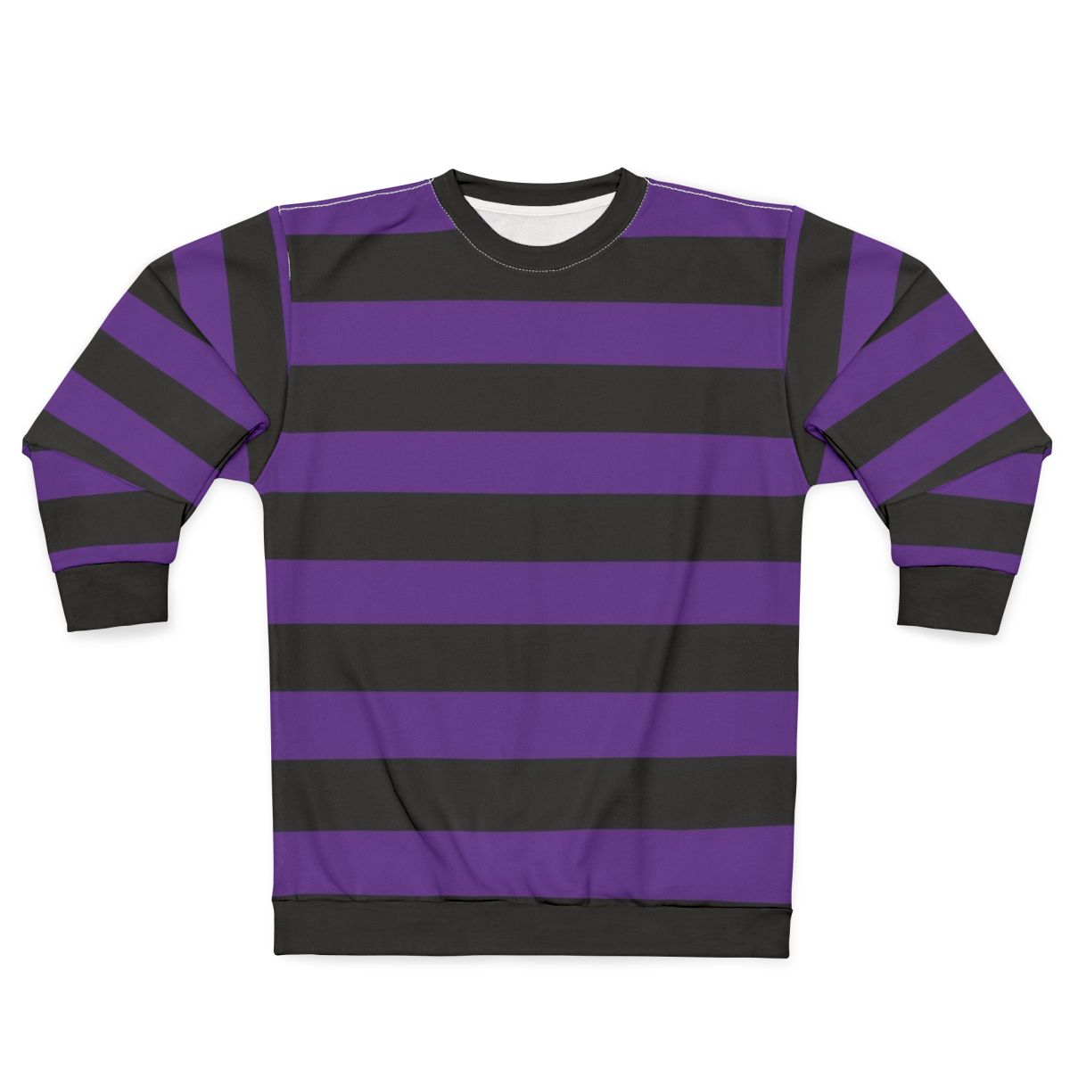 Purple and black wide horizontal striped sweatshirt