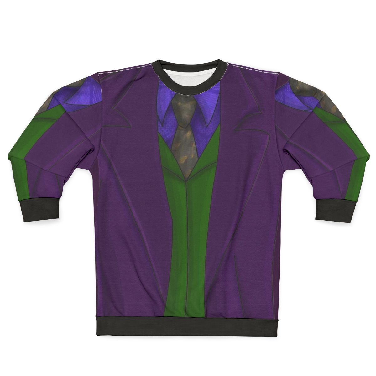 Purple cosplay sweatshirt featuring the iconic Joker design